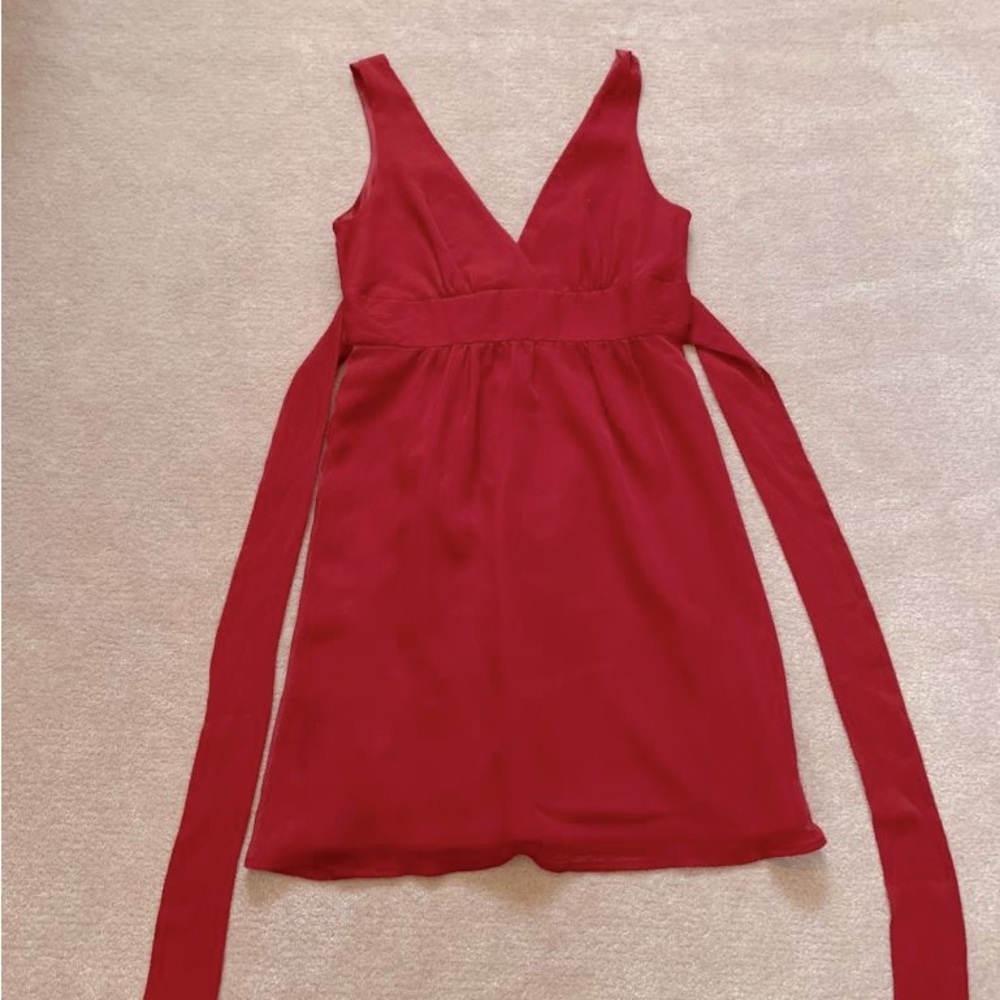 Red chiffon dress